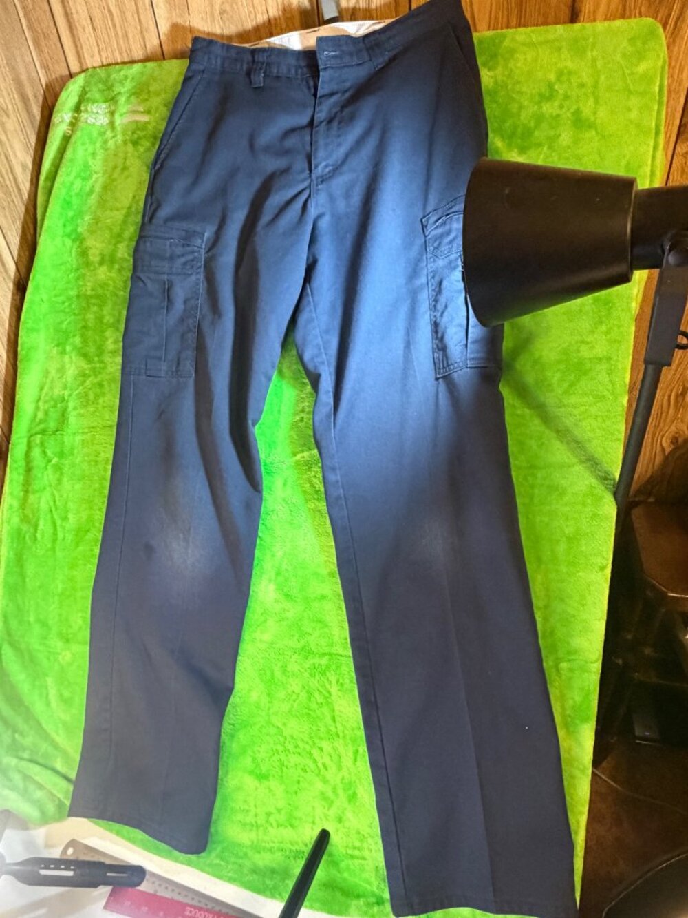 Dickies Flex Cargo Work Pants Navy Blue Straight Leg Utility Pockets Mens 32/33”